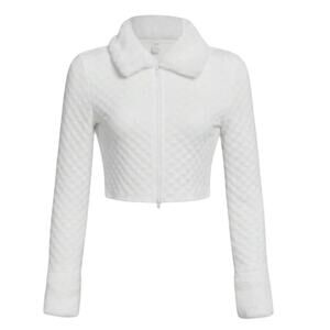 Girl's Front Zip Cropped Jacket with Faux Fur Collar and Cuffs, Size Girls 10